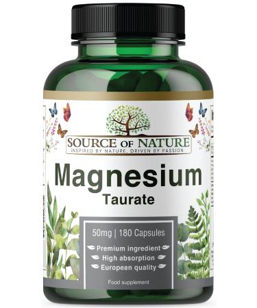 Source of Nature® | Magnesium Taurate 625mg | 180 Capsules | 45 Day Supply | Elemental 50mg | High Quality | Lab Tested