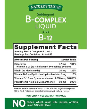 Nature's Truth Vitamin B Complex Sublingual Liquid - 2oz Natural Berry Flavor | Vegetarian, Non-GMO, Gluten-Free - Buy Online on GoSupps.com