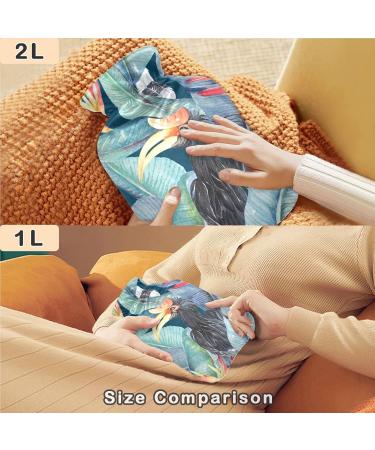 NAANLE 1L Hot Water Bottle with Palm Leaf Cover - Transparent Pain Relief & Therapy for Back Hands Feet - Buy Online on GoSupps.com