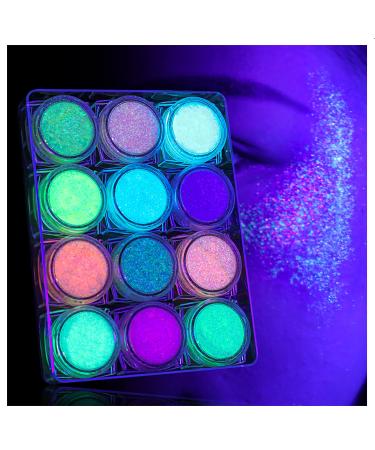 LATIBELL Body Face Glitter Gel, UV Black Light Reactive Glow Glitter Makeup, 12 Colors Fine UV Body Glitter for Women, Face Glitter Makeup Gel for Festival Rave Accessories