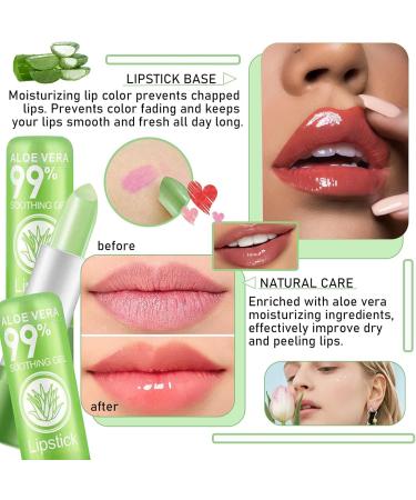 4PCS Aloe Vera Lipstick Color Changing Lipstick Moisturizing Magic PH Jelly Lipstick Set for Women Tinted Lip Balm Long Lasting Waterproof Color Change Lip Gloss Makeup - Buy Online on GoSupps.com