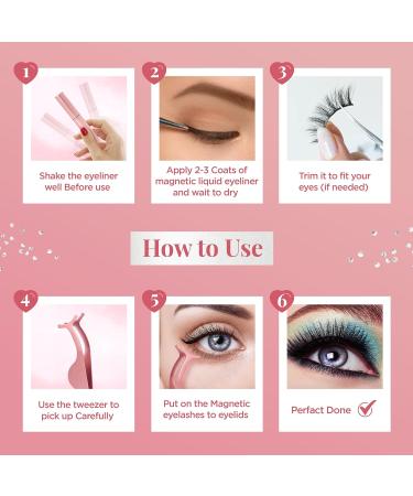 5 Pair Magnetic Eyelashes with Eyeliner & Tweezer Kit - Waterproof, Reusable, Natural Look - Buy Online on GoSupps.com