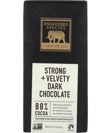 Endangered Species Panther Dark Chocolate (88%) 3-Ounce Bars (Pack of 12)