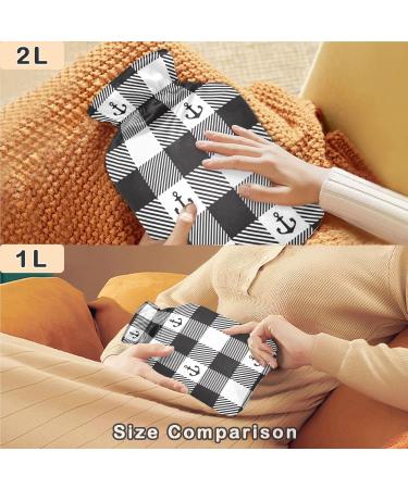 Buy NAANLE Black and White Plaid Anchor Hot Water Bottle - 1L Transparent Pain Relief & Warmth for Bed Hands & Feet Cozy Heat & Cold Therapy Solution - Buy Online on GoSupps.com