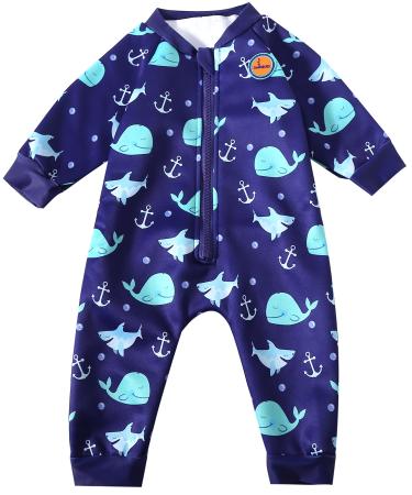 Swimbubs Baby Swimming Warm Suit Boys Fleece Lined Wetsuit Girls Swimsuit 0-3 Months Blue Whale