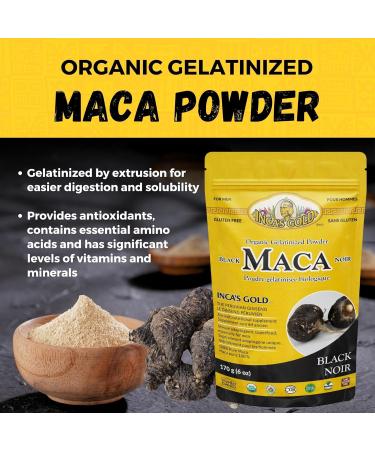 Inca's Gold Organic Black Maca Gelatinized Root Powder for Men - 170g | Boost Energy & Stamina | International Shipping Available - Buy Online on GoSupps.com