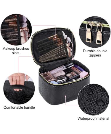 3Pcs Women's Waterproof Leather Makeup Bag Set - Portable Travel Cosmetic Organizer in Black - Buy Online on GoSupps.com