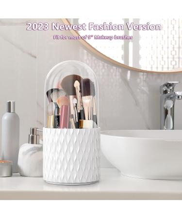 DooGooCoo Makeup Brush Holder 2023 - Dustproof & Waterproof 360 Rotating Organizer with Lid for Vanity & Bathroom - Buy Online on GoSupps.com
