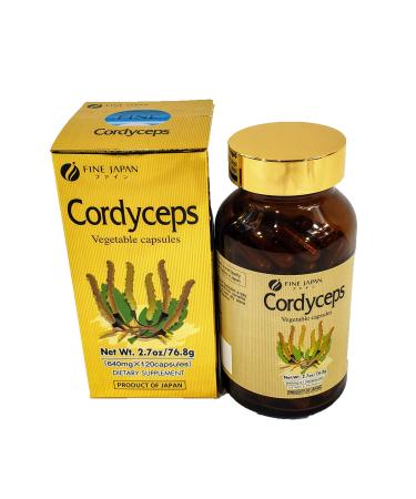 FINE JAPAN Cordyceps Capsules - 120 Count for Optimal Health Energy & Immune Support