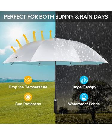 G4Free 62 Inch Windproof UV Protection Golf Umbrella - Silver Coated, Automatic Open Stick Umbrella - Silver/Lake Blue - Buy Online on GoSupps.com