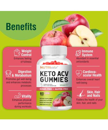 Organic Keto ACV Gummies for Weight Loss | Sugar & Gluten Free Apple Cider Vinegar Supplement for Fat Burn & Metabolism Support (1200MG 60 Count - Buy Online on GoSupps.com