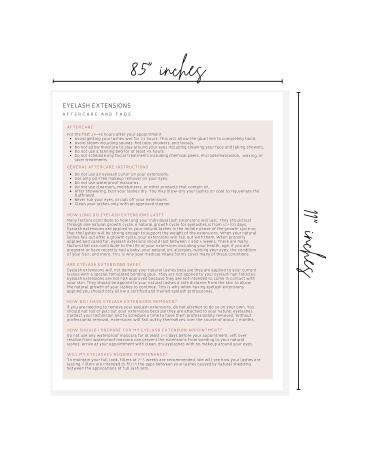 Lash Extension Consent & Aftercare Forms | 100 Pack | for Lash Artists | Mapping Included | 8.5x11 inch - Buy Online on GoSupps.com