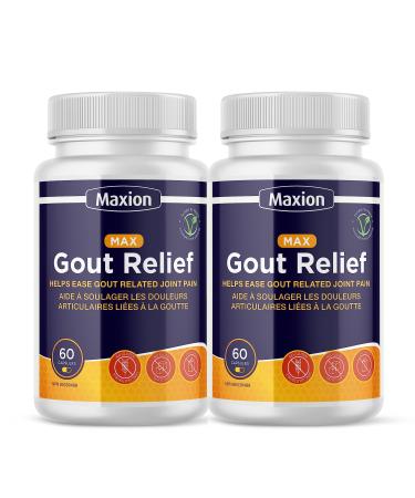 Maxion 2 Pack Gout Relief Capsules to Relieve Pain Manage Inflammation and Reduce Uric Acid Potent Antioxidant 60 Capsules (2)