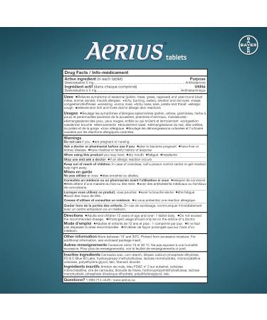 Aerius Allergy Medicine Fast Relief 24-Hour Non-Drowsy 15 Symptoms 20 Tablets - Buy Online on GoSupps.com