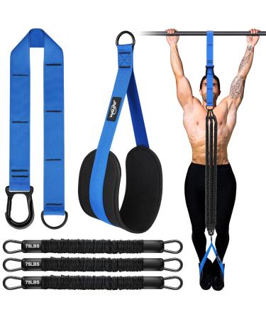 Pull Up Assistance Bands Heavy Duty Assisted Pull Up Bands for Pull Up Assist Adjustable Weight/Size with Fabric Feet Mats Upgrade Pull Up Assist Bands for Strength Training Blue