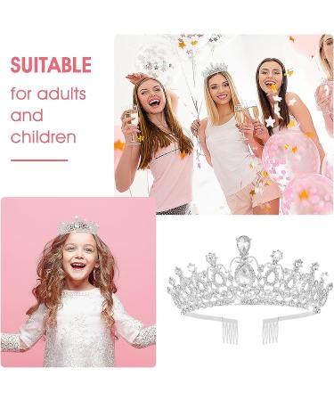 Sibba Rhinestone Crystal Tiara Comb - Bridal Wedding Princess Headwear | Silver Heart Crown for Bridesmaid, Prom, Birthday Party - Buy Online on GoSupps.com