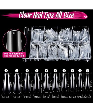 600 PCS Acrylic False Nail Tips Kit with Glue, Glitter, Foil, Rhinestones, Clipper, File, Brush, Buffer - Clear Full Cover Fake Nails Set by FANDAMEI - Buy Online on GoSupps.com
