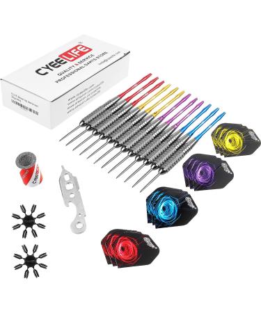 CyeeLife Steel Tip Darts Set - 22g/20g with Aluminum Shafts, Sharpener, Tool, Extra Flights - Black/Silver A-22g - Buy Online on GoSupps.com