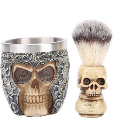 Skeleton Head Shaving Brush Bowl Set - Premium Beard Brush & Soap Dish for Men | Ideal for Home & Salon Use - Buy Online on GoSupps.com