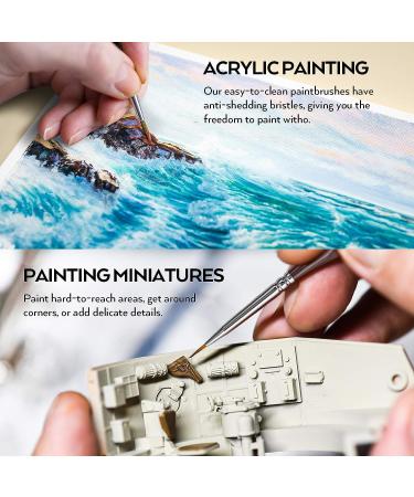 Nicpro Miniature Detail Paint Brush Set - 7 Micro Professional Small Fine Brushes for Watercolor, Oil, Acrylic, Craft, Scale Models, Rock Painting, & Paint by Number - Includes Holder Brown - Buy Online on GoSupps.com