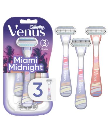 Gillette Venus Miami Midnight Smooth Women's Disposable Razors with Aloe 3 Razors