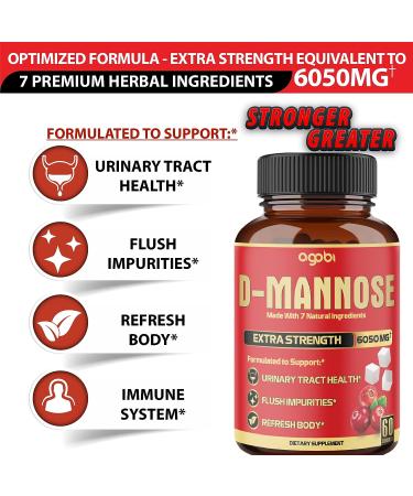 2 Packs D-Mannose Extract Capsules 6050mg - Urinary Tract & Immune Support - Cranberry, Dandelion, Hibiscus & More - 4 Months Supply - Buy Online on GoSupps.com
