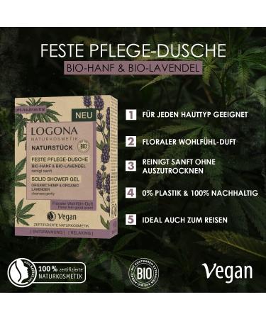  LOGONA Naturkosmetik LOGONA Natural Cosmetics NATURST CK Solid Care Shower with Organic Hemp Oil and Organic Lavender - Buy Online on GoSupps.com