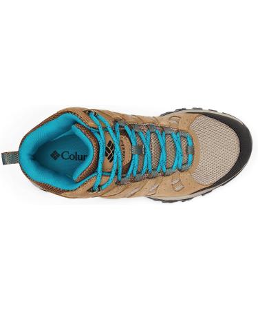 Columbia Women's Redmond III Mid Waterproof Hiking Shoe - 8 Wide - Khaki/Sea Level - Buy Online on GoSupps.com