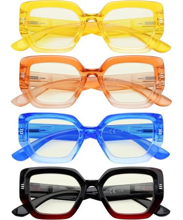 Eyekepper 4-Pack Women's Large Frame Blue Light Blocking Reading Glasses - 0.0 Magnification - Buy Online on GoSupps.com