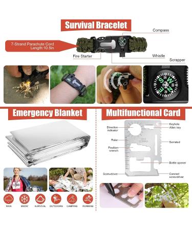 14-in-1 Survival Gear Kit for Men - Perfect Christmas, Birthday or Outdoor Adventure Gift for Him, Dad, Husband, Boyfriend, Son, Daughter, Kids & Women - Buy Online on GoSupps.com