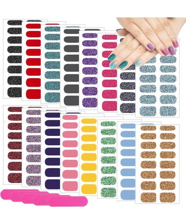 Nail ticker 16 sheets 256 pieces glitter nail foil self -adhesive with 5 pieces of nail files nail sticker nail art sticker nail sticker self -adhesive manicure sticker beautiful fashion diy decoration - Buy Online on GoSupps.com