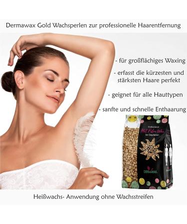 Dermawax 1 KG Gold Wax Beads - Professional Hot Wax for Hair Removal | No Strips All Skin Types Short & Strong Hair - Buy Online on GoSupps.com