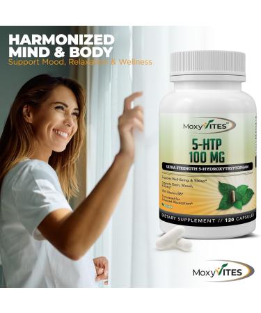 MoxyVites 5HTP 100mg Supplement, Plus B6, 5 HTP Organic Whole Food - Best Serotonin Booster - Non-GMO, 120 Vegan Capsules - Buy Online on GoSupps.com