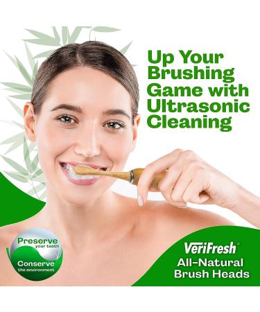 VeriFresh Sonic Bamboo Toothbrush with Castor Oil Bristles - 2 Biodegradable Bamboo Heads | Replacement Heads Available - Buy Online on GoSupps.com