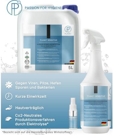 Buy Planet Sensitive 5L Non-Alcoholic Disinfectant - Halal & Kosher | Effective Against Bacteria Viruses Fungi & More - Ideal for Hands Areas & Skin - Buy Online on GoSupps.com