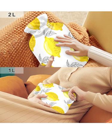 Buy 2L Heat Bottle Durable Handwarmer for Neck Pain Relief & Cramps | Yellow Lemon Leaf Patterns | International Shipping - Buy Online on GoSupps.com