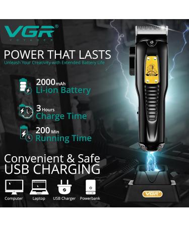 VGR Cordless Hair Clippers for Men with Taper Lever and Turbo Mode - Professional Mens Hair Cutting Kit with Ceramic Blades - Rechargeable - Buy Online on GoSupps.com