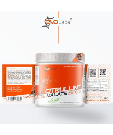  EVOLabs Citrulline Malate 300g Highly dosed pump booster for maximum performance | Vegan & perfectly soluble | Citrulline powder for optimal muscle supply - Buy Online on GoSupps.com