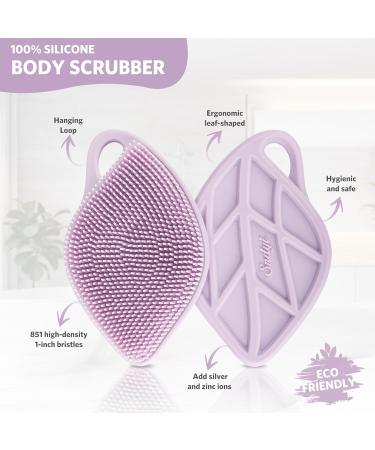 Buy Sndyi Silicone Body Brush - Gentle Exfoliating Shower Scrubber Leaf-Shaped Silicone Sponge for Sensitive Skin - Purple Lavender - Buy Online on GoSupps.com