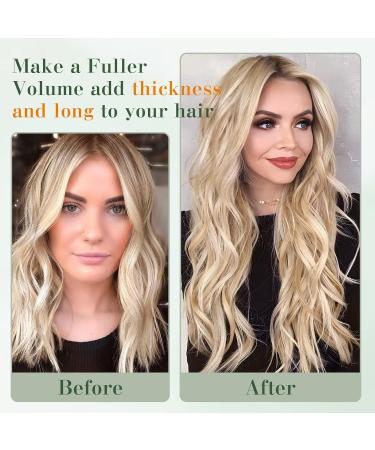 Benehair Clip in Human Hair Extensions Natural Real Hair Clip in 20Inches 50g Hair Extensions Clip In One Piece 5 Clips Human Hair Extension with Clip for Women Blonde Mixed Bleach Blonde #18P613 - Buy Online on GoSupps.com