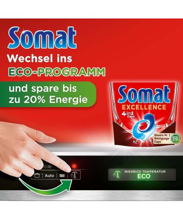 Somat Excellence 4-in-1 Caps (2 x 44 Caps) Quick-Dissolving Dishwasher Tablets Somat Caps for Excellent Cleaning and Shine even in the Eco Program and at Low Temperatures 44 Count (Pack of 2) - Buy Online on GoSupps.com