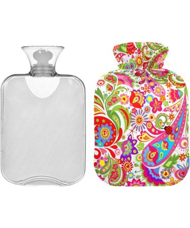 NAANLE Colorful Hot Water Bottle with Cover | Ethnic Paisley Pattern | 1L for Pain Relief & Cold Therapy - Buy Online on GoSupps.com