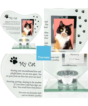 My Cat Glass Memorial Candle Holder and Photo Frame | Grief Sympathy Gift for cat Owners | Memorial plaques for Pets | cat Frame Memorial | Remembrance for cat | cat Candle Holder | in Memory of pet - Buy Online on GoSupps.com