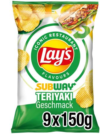 Lay's Subway Chicken Terriyaki - Crispy seasoned potato chips for a successful party (9 x 150 g) (packaging design may deviate)