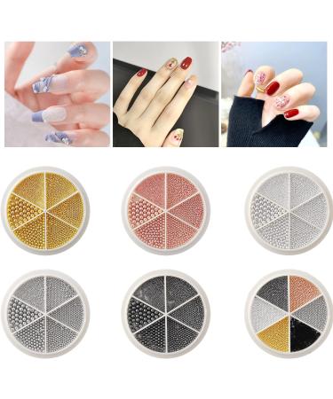 Nail Art Caviar Beads 6 Wheels Mini Caviar Micro Crystal Beads Mixed Size 3D Steel Ball Caviar Beads Gold Silver Rose Gold Black Manicure Nail Art Design for DIY Nail Decorations - Buy Online on GoSupps.com