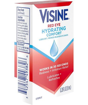 Visine Red Eye Drops 0.28 fl. oz - Hydrating Comfort & Redness Relief - Buy Online on GoSupps.com