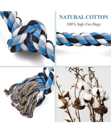 Sanheer Dog Rope Toys for Aggressive Chewers Tough Rope Chew Toys for Large and Medium Dog 3 Feet 5 Knots Indestructible Cotton Rope for Large Breed Dog Tug of War Dog Toy Teeth Cleaning (A) 1 PACK Extral Large Rope Toy - Buy Online on GoSupps.com