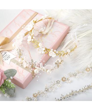 Bencailor Flower Girl Headband Set - Pearl Rhinestone Bridal Hair Accessories - Buy Online on GoSupps.com