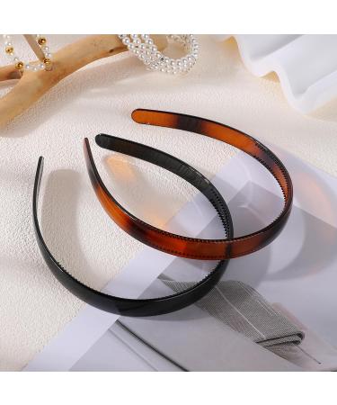 Simple Plastic Headband Hair Hoop Plastic Headbands for Women with Teeth Black Brown Headwear Ladies Hair Acessories - Buy Online on GoSupps.com