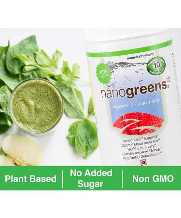 Biopharma Scientific NanoGreens Fruit & Vegetable Superfood Powder - Natural Strawberry Flavor | 30 Servings | Spirulina, Chlorella, Kale, Spinach & Enzymes - Buy Online on GoSupps.com